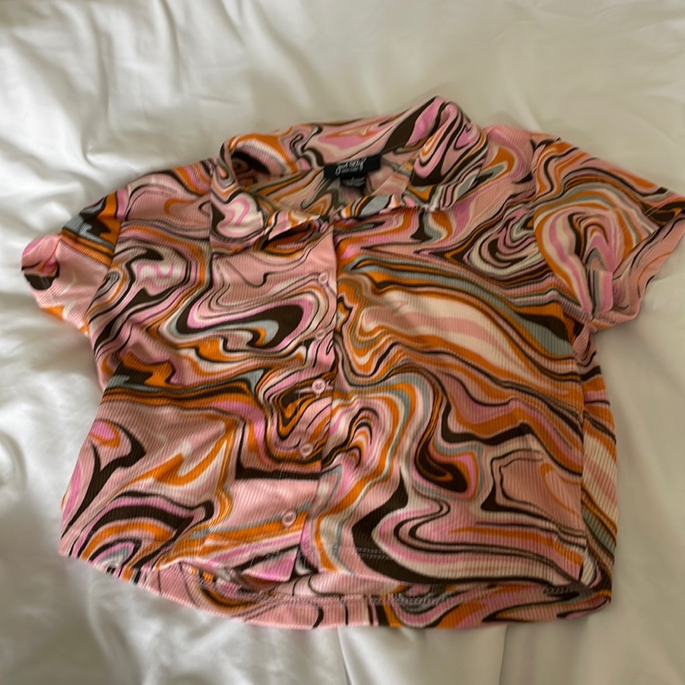 Swirled button down tee shirt